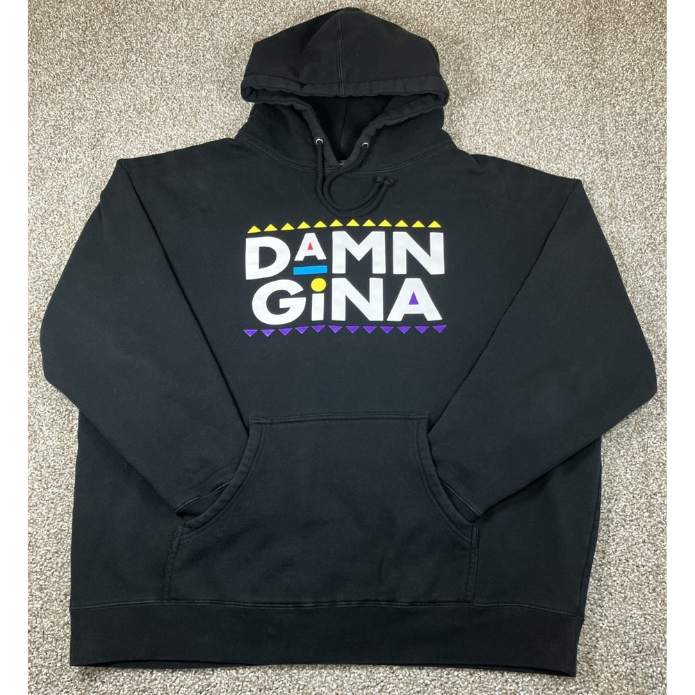 Damn Gina Retro 90's Martin Lawrence Show Black Hoodie Men's Size XL